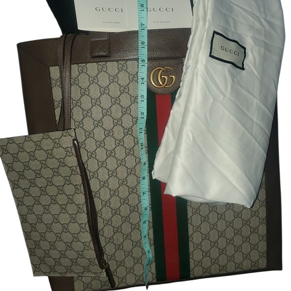 Gucci Handbags - Gucci Beige and Green Tote with Red Stripe